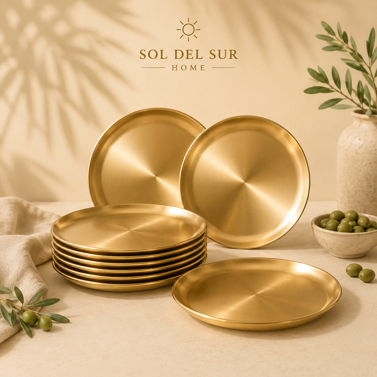 Sol de Mesa/  6U Platos Dorados Premium